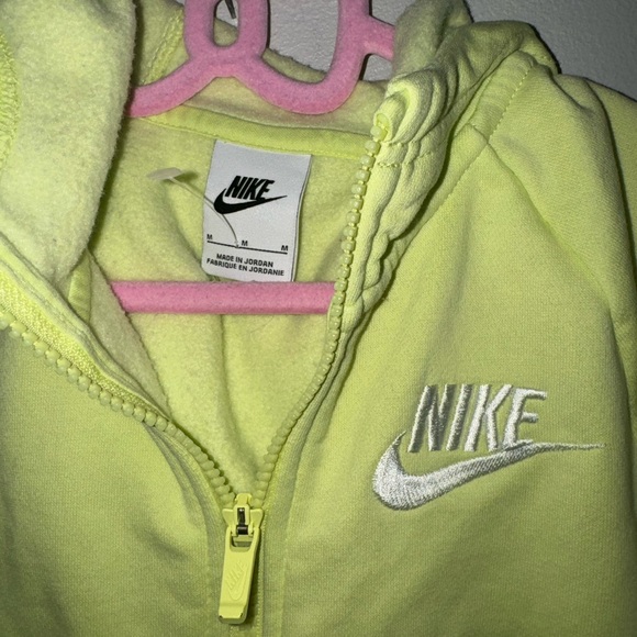Nike, girls nike neon green zip up hoodie, size medium - Picture 2 of 3